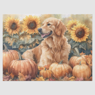 Papier Mousseline Aquarelle Golden Retriever Sunflower Découpage