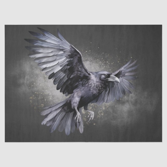Papier Mousseline Aquarelle gothique corbeau noir (Recto)