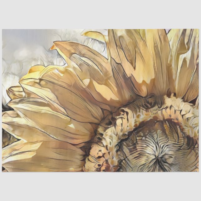 Papier Mousseline Aquarelle Grand Tournesol Collection élégante (Recto)