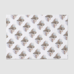 Papier Mousseline Aquarelle Grande Chouette gris Oiseau Nature Art