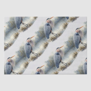Papier Mousseline Aquarelle Great Blue Heron Bird Nature