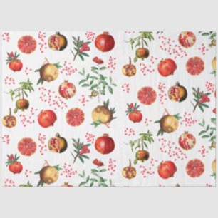Papier Mousseline Aquarelle grenade Motif de fruits méditerranéen