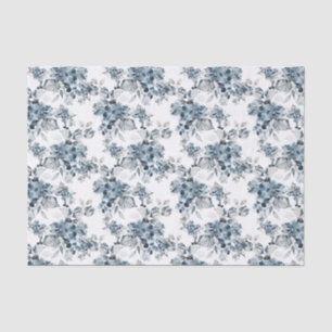 Papier Mousseline Aquarelle Gris et Bleu Floral Modèle vacances