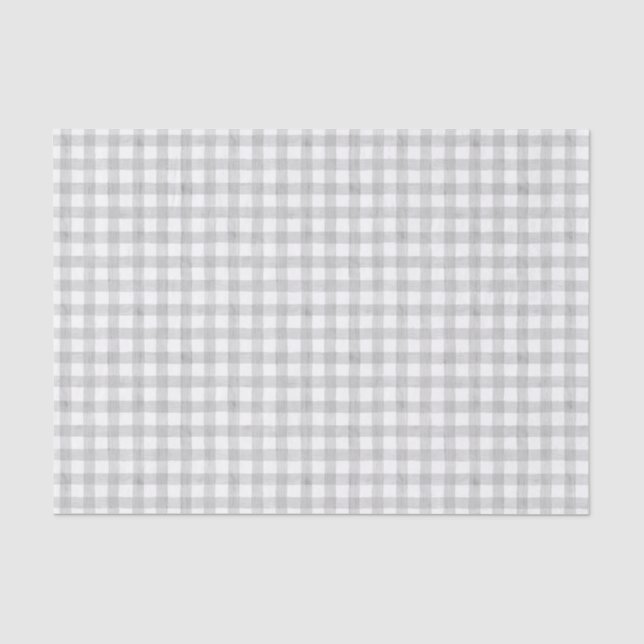 Papier Mousseline Aquarelle grise En vichy papier de tissus (Recto)