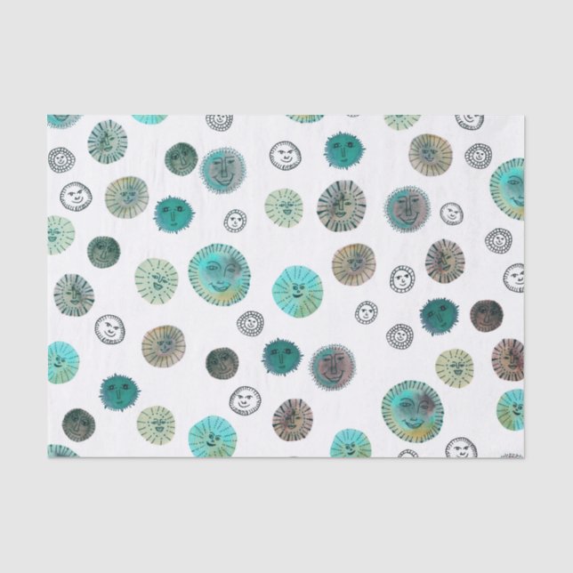 Papier Mousseline Aquarelle Happy Suns Motif cadeau (Recto)