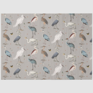 Papier Mousseline Aquarelle Heron Bird Egret Nature Motif