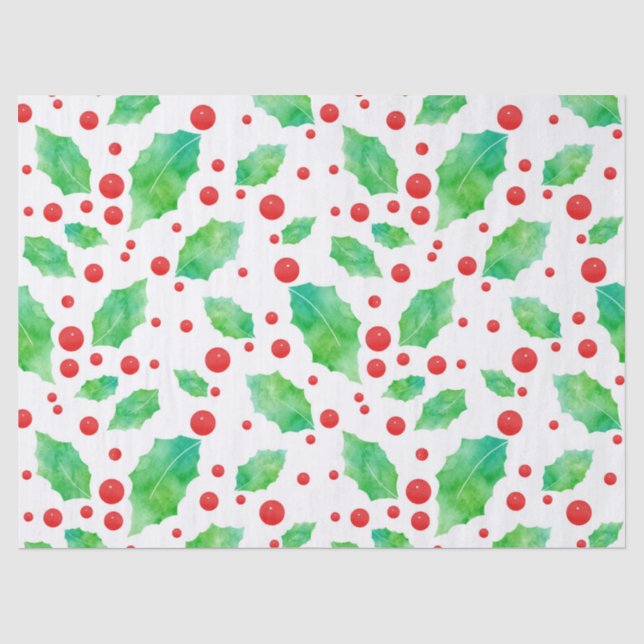 Papier Mousseline Aquarelle Holly Motif (Recto)