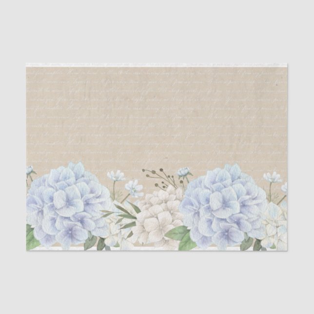 Papier Mousseline Aquarelle Hydrangea Poème Calligraphie Découpage (Recto)