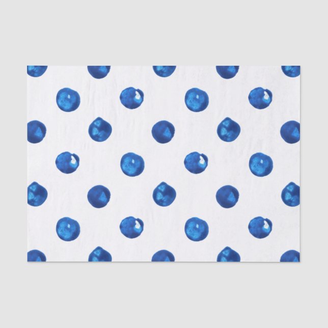 Papier Mousseline Aquarelle indigo bleu pois motif (Recto)