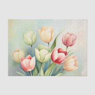 Papier Mousseline Aquarelle Jardin Tulipe Sur Sage Green