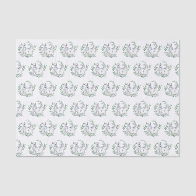 Papier Mousseline Aquarelle Lapin Lapin Laurel Wreath (Recto)