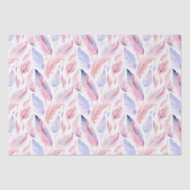 Papier Mousseline Aquarelle Lavande Pink Pastel Feathes Printemps (Recto)