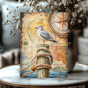 Papier Mousseline Aquarelle mer vintage Glarus goull compas ancienne