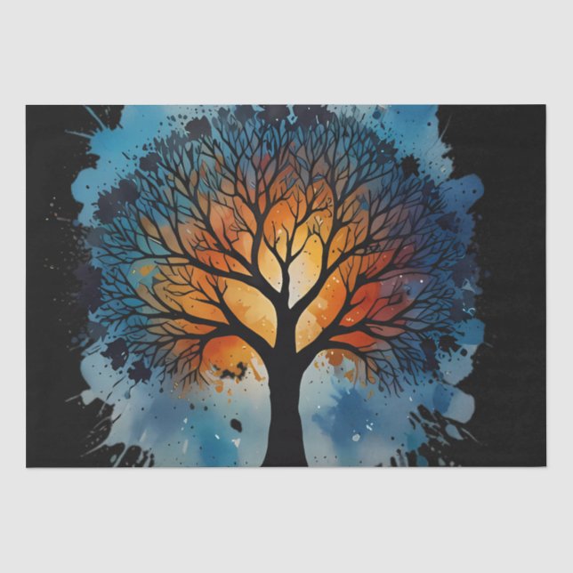 Papier Mousseline Aquarelle mignonne Arbre de vie (Recto)