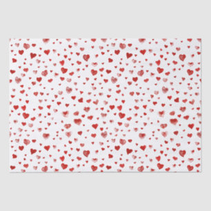 Papier Mousseline Aquarelle mignonne Coeurs rouges