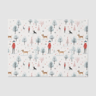 Papier Mousseline Aquarelle mignonne fourrage de chien et Noël brill