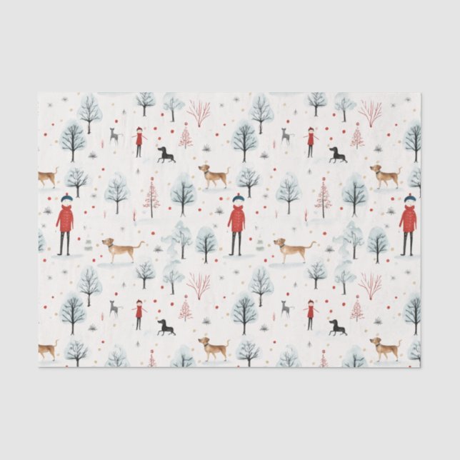 Papier Mousseline Aquarelle mignonne fourrage de chien et Noël brill (Recto)