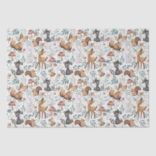 Papier Mousseline Aquarelle mignonne Whimsical Amis animaux de bois
