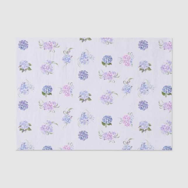 Papier Mousseline Aquarelle mixte rose et violet Fleurs d'hydrangée (Recto)