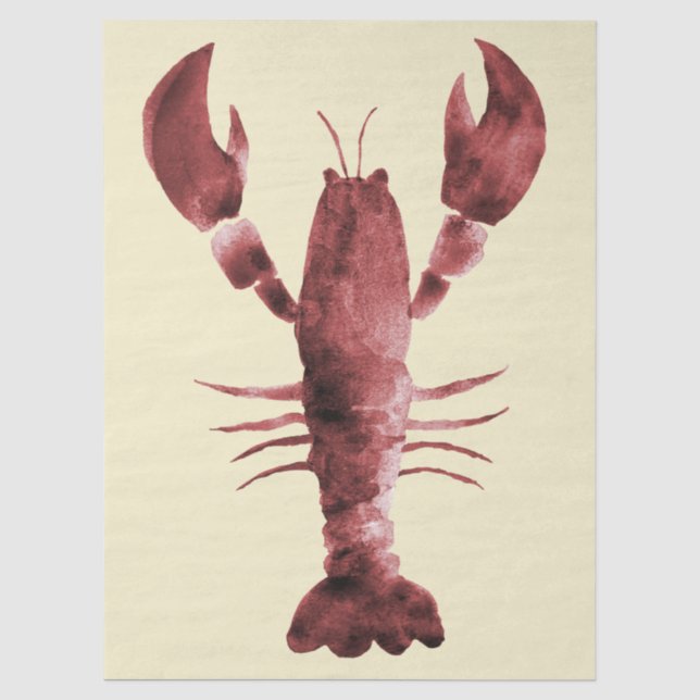 Papier Mousseline Aquarelle moderne Crème rouge Homard Motif (Recto)