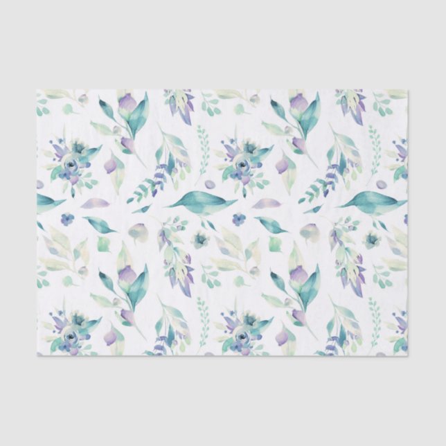 Papier Mousseline Aquarelle moderne de lavande de vert de jade (Recto)
