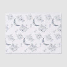 Aquarelle Moon & Botanical Art Motif Blue-Grey