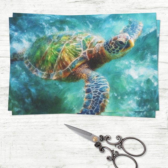 Papier Mousseline Aquarelle Natation Découpage de tortue marine (Créateur téléchargé)