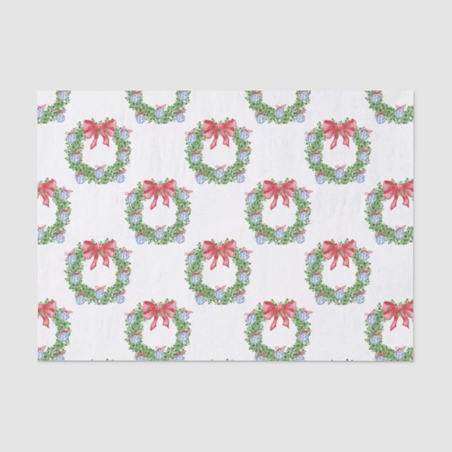 Papier Mousseline Aquarelle Noël Chinoiserie Ornement Wreath (Recto)