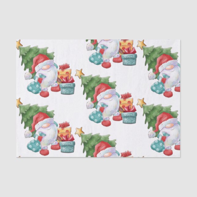 Papier Mousseline Aquarelle Noël Gnome (Recto)