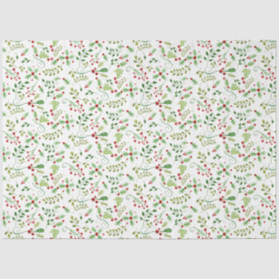Papier Mousseline Aquarelle Noël Holly Berry Feuilles Rouge Vert