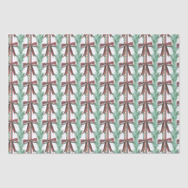 Papier Mousseline Aquarelle Noël Plaid Bow Garland (Recto)