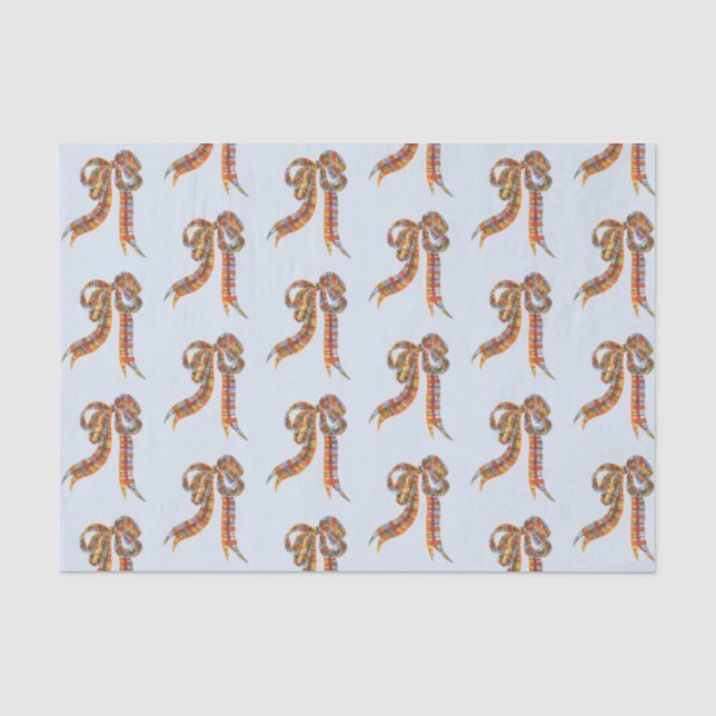 Papier Mousseline Aquarelle Noël Plaid Bows (Recto)