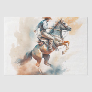Papier Mousseline Aquarelle occidentale poussiéreuse « Bucking Bronc