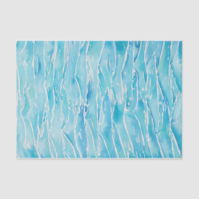 Papier Mousseline Aquarelle Ocean Waves Art Imprimer Tissu Papier (Recto)