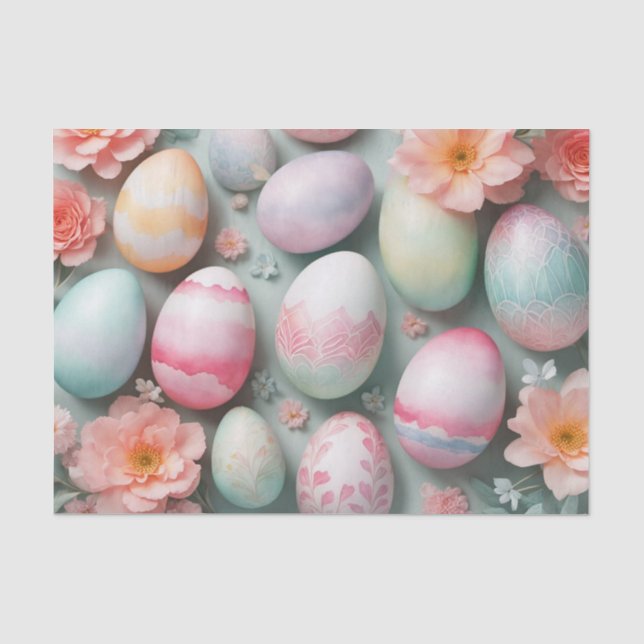 Papier Mousseline Aquarelle OEufs de Pâques Découpage de printemps (Recto)