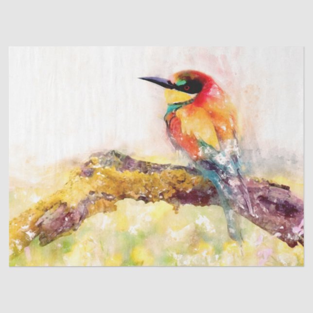Papier Mousseline Aquarelle Oiseau 1 Découpage Art mur (Recto)