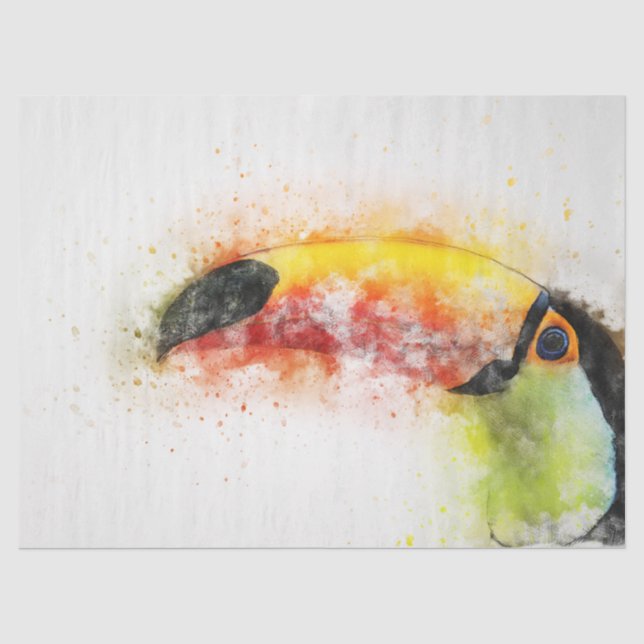 Papier Mousseline Aquarelle Oiseau 7 Découpage Mur Art (Recto)