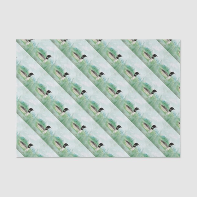 Papier Mousseline Aquarelle Oiseau commun Loon Nature Art (Recto)