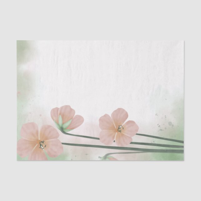Papier Mousseline Aquarelle Peach rose Fleur Floral Découpage (Recto)