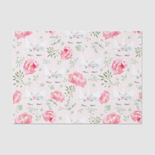 Papier Mousseline Aquarelle Peonie Unicorn en rose
