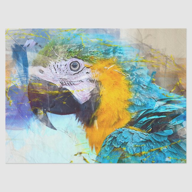 Papier Mousseline Aquarelle Perroquet Découpage mur (Recto)