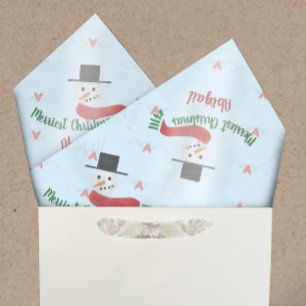 Papier Mousseline Aquarelle personnalisée Snowman Merriest Christmas