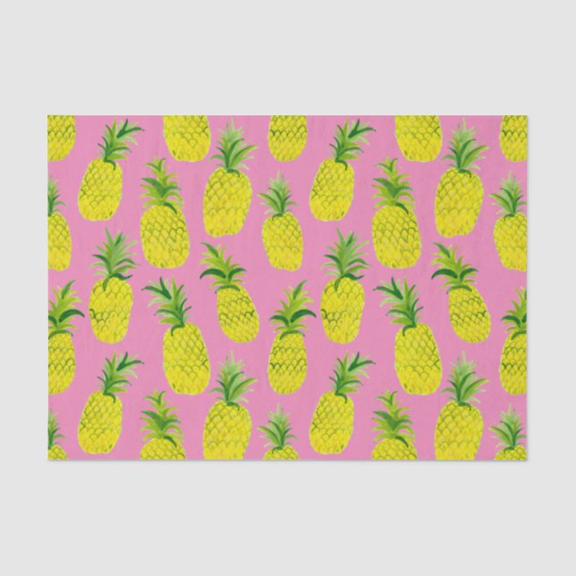 Papier Mousseline Aquarelle Pineappy Party Pink Green Cadeau (Recto)