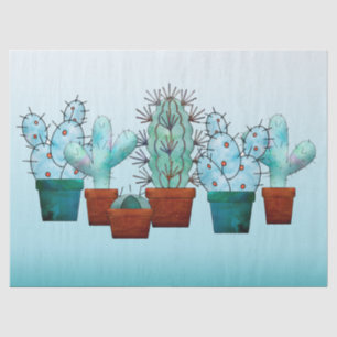 Papier Mousseline Aquarelle Plante de Cactus du désert