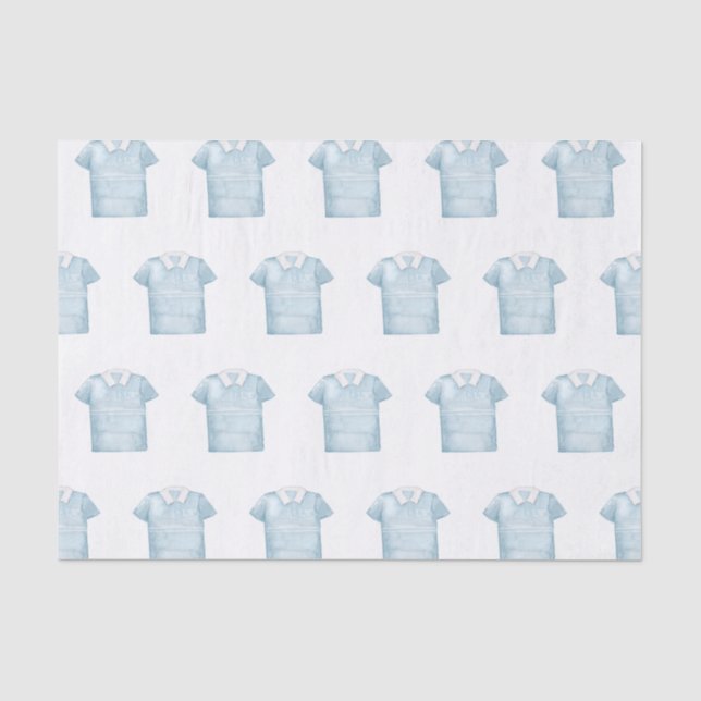 Papier Mousseline Aquarelle Preppy Blue Monogram Golf Polo Shirt (Recto)