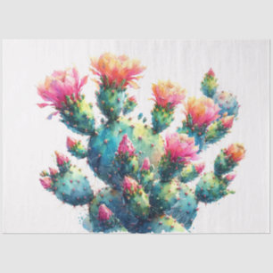 Papier Mousseline Aquarelle Prickly Pear Cactus Peinture Découpage