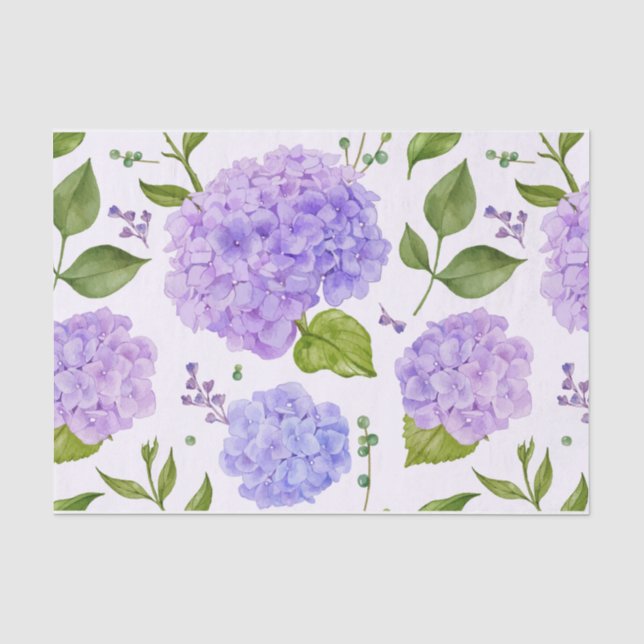 Papier Mousseline Aquarelle Purple Hydrangea Fleurs (Recto)