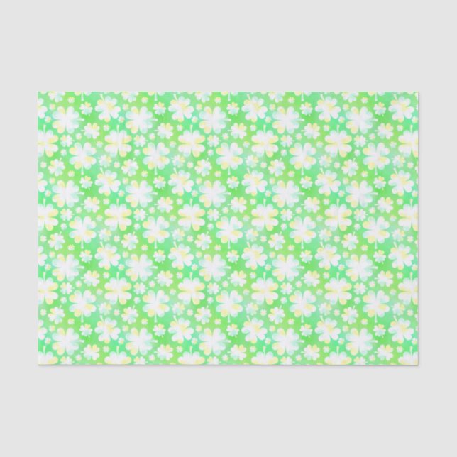 Papier Mousseline Aquarelle rétro Shamrock de la Saint Patrick (Recto)