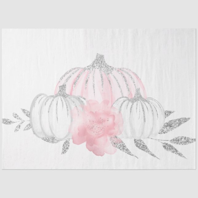 Papier Mousseline Aquarelle rose et argent Citrouille série 12 (Recto)