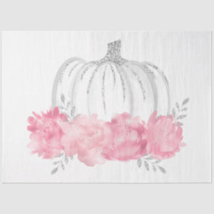 Papier Mousseline Aquarelle rose et argent Citrouille série 5